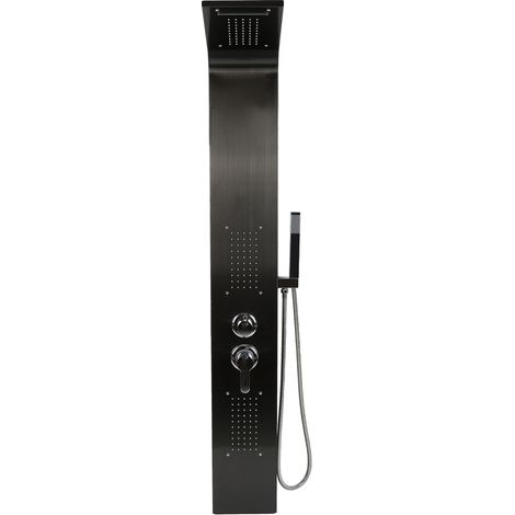 Sifree – Colonne de douche hydromassante noire 4 modes – Hauteur 140cm – Pomme de douche à main – Soupape céramique étanche (1/4)