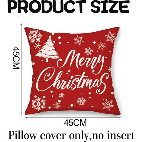 Housse De Coussin Noel - Motif Flocon De Neige Cerf Arbre De Noel - 45x45 Cm - Lin Respirant - Fermeture Zippée Invisible - Lot De 4 (1/5)