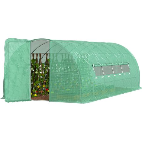 Armature en Acier Galvanisé et Bâche PE Protection Efficace Serre Tunnel de Jardin 600x300x200cm pour Potager et Fleurs (1/5)