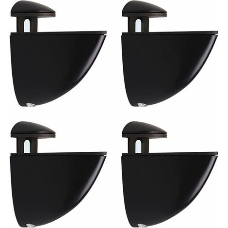 Support Étagère Verre - Réglable 2 à 23 mm - Alliage Zinc - Pour Étagères Verre ou Bois - Noir - Lot de 4