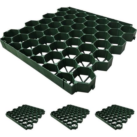 Grille de pelouse - 4 pièces - 50 x 4 x 50 cm - verte (1/5)