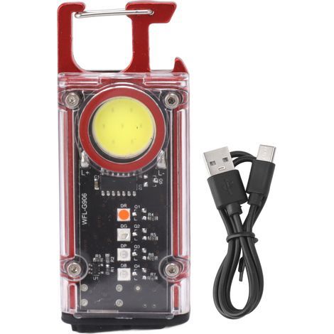 800LM COB Keychain Rechargeable Work Light Mini LED Flashlight Outdoor Flashlight Bottle Opener Signal K45 Red (1/5)