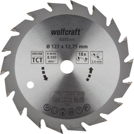 Wolfcraft Kreissägeblatt Ø 127 mm Bohrung Ø 12,75 mm 18 Zähne Kreissägeblatt (1/2)