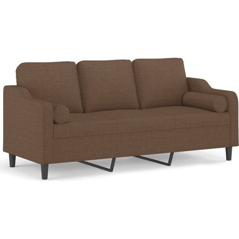 Maison Exclusive - Canapé 3 places avec oreillers décoratifs marron 180 cm tissu