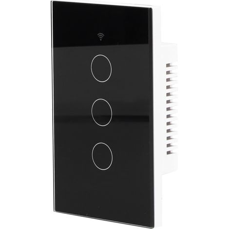 Intelligenter Licht-Touch-Schalter mit Fernbedienung, 3-fach, amerikanischer Standard, kompatibel mit Tuya Zigbee 100–240 V, Schwarz (1/5)