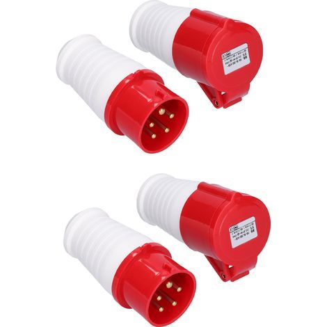 2 Stück industrielle 5-polige IP44 16A 380V-415V Stecker und Buchse für Drehstrom (1/5)