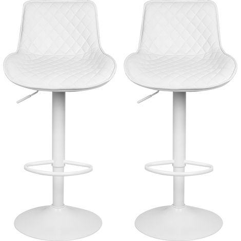 SiFree® Chaise de bar 2cps Chaise haute Hauteur réglable 83-103cm PU Motif diamant (blanc) (1/5)