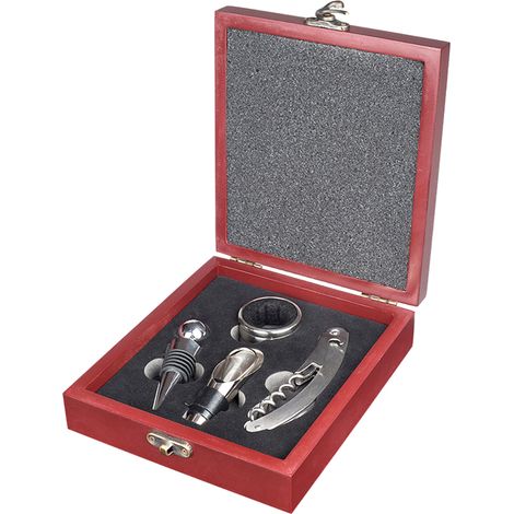 Ouvre-bouteille - Set 4 Pièces - Boîte En Bois - Compatible Tous Bouchons Naturels Et Synthétiques - Pour Vin Et Champagne (1/5)