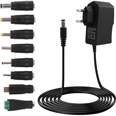 Adaptateur Secteur Universel AC à DC 12V 2A 24W, Alimentation 12V DC avec Prise 5,5 x 2,1 mm, Chargeur Universel Secteur pour Appareils Électroniques 12V Domestiques (1/5)