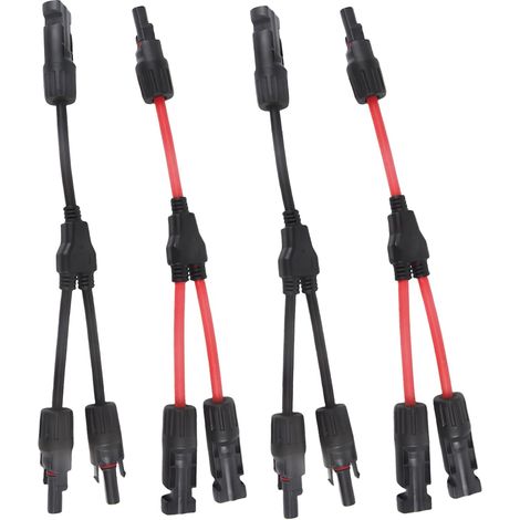 Câble Solaire 2 Paires Y pour Panneaux Photovoltaïques Câble Solaire MMF FFM Adaptateur Y Parallèle Connecteur Solaire 2 Rouges 2 Noirs pour Connexion Solaire (1/5)