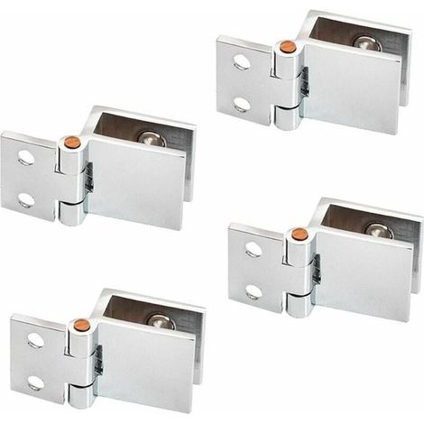 Tigrezy Scharnier, 4 Stück Glastür-Clip-Scharnier, Scharnier für Küchenmöbel, Glastür, Vitrine, Dusche, für 5–8 mm Glas (1/4)