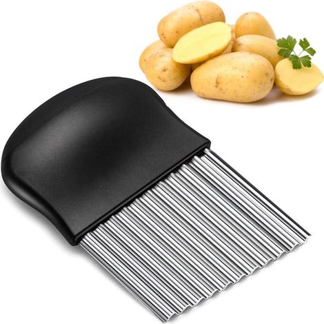 Wellenschneider Gemüse Enfants, coupe-frites ondulé, Pommesschneider, couteau inox cannelé pour frites légumes (1/5)