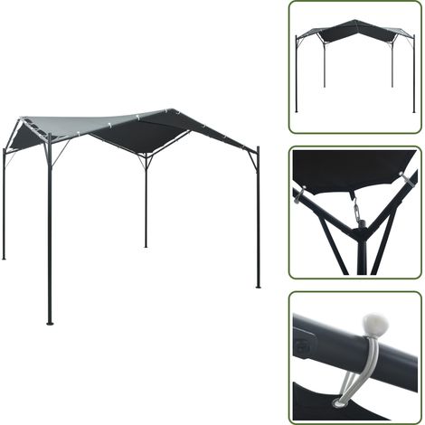 Pavilion Partyzelt Überdachung 3x3 m Stahl Anthrazit - Partyzelt - Pavillon - Gartenüberdachung - Outdoor-Zelt - Grillplatzabdeckung