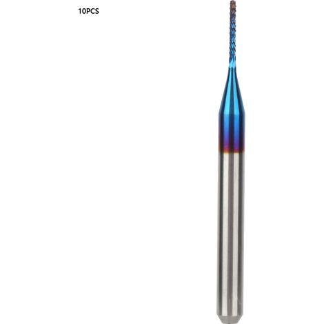 10 Stück Kegelfräser aus Wolframkarbid, blau beschichtet, Schaftfräser für Leiterplattengraviermaschinen (0,8 mm) (1/5)