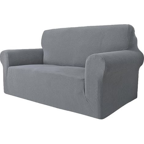 3-Sitzer-Sofabezug mit Armlehnen, Stretch-Sofabezug, universeller Sofaschutz, Möbelbezüge, Schutz für Hunde und Katzen, moderner Sesselbezug, hellgrau (1/5)