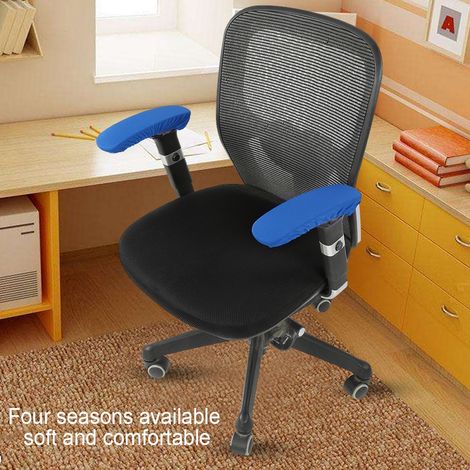 Housses d'accoudoirs de chaise, paire de housses d'accoudoirs de chaise de bureau élastiques et extensibles, housses de protection amovibles pour accoudoirs de chaise d'ordinateur (bleu) (1/5)