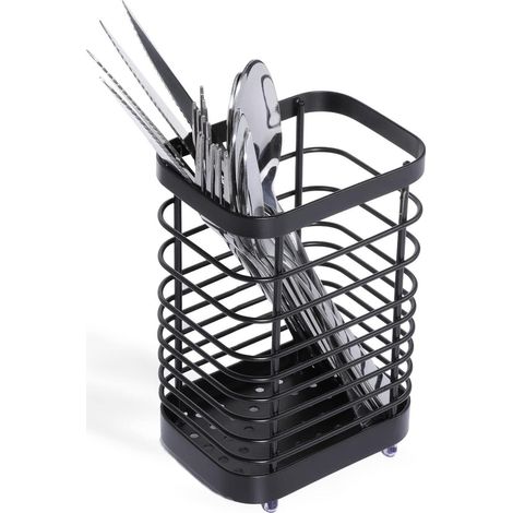 Toski Besteckkorb Edelstahl Schwarz Organisator L10 x B7.5 x H15 cm (1/5)