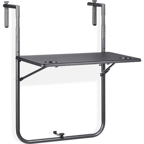 Mesa colgante práctica y ahorradora de espacio para balcón 80 x 40 x 4 cm de plástico negro 130010262 (1/5)