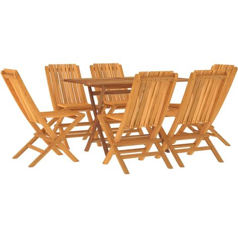 Set da pranzo per mobili da giardino mobili da esterno 7 pezzi in legno massello di teak 020014347