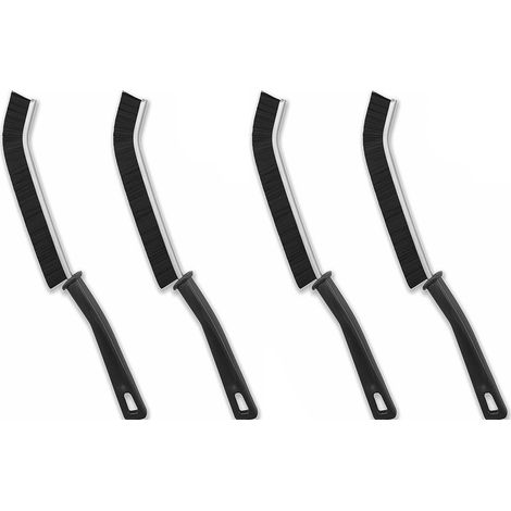 Lot de 4 brosses de nettoyage pour salles de bain, prise en main confortable, nettoyage en profondeur, pour rails de portes et fenêtres, cuisine, carrelage (1/5)