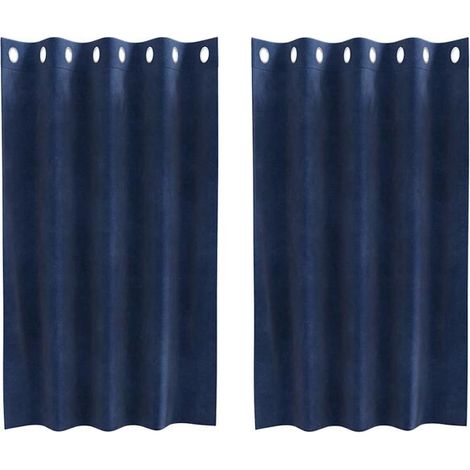 Rideaux occultants, ensemble de 2 pièces, bleu foncé, 140 x 140 cm, matière velours. (1/5)