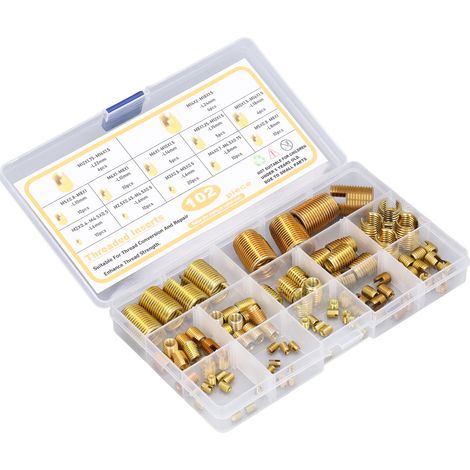 102 inserts filetés autotaraudeurs M2-M14 en acier à haute teneur en carbone pour réparation rapide (1/5)