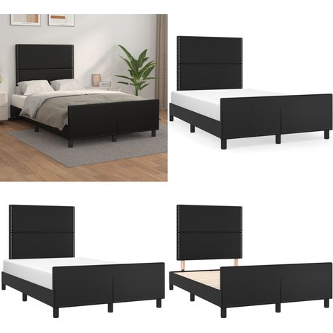 Bettgestell mit Kopfteil Schwarz 120x200 cm Kunstleder - Bettgestell - Doppelbett - Schlafzimmermöbel - Kunstlederbett - Schwarzes Bett - Home & Living (1/5)