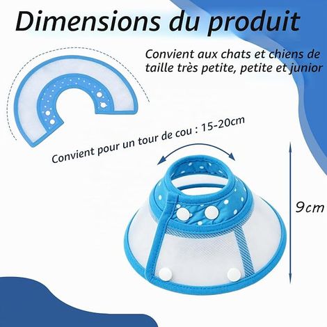 Cône de Protection réglable 15-20cm pour Chatons et Petits Chiots Cône en PP souple réglable 15 à 20 cm tour de cou pour jeunes chats et petits chiots (1/2)