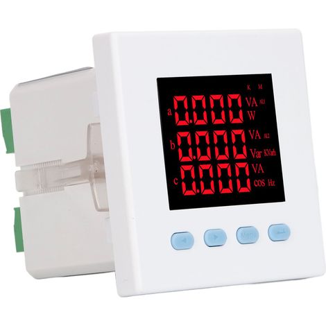 Compteur d'énergie triphasé multifonctionnel blanc, haute précision 9600 bps, écran LCD, boîtier ABS, 220 V CA (1/5)