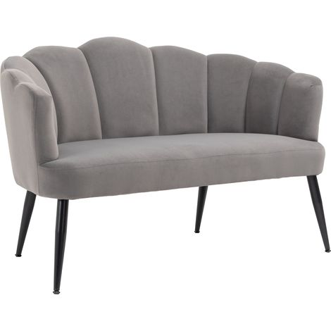 Divano 2 Posti con Gambe in Metallo 132x66x80 cm in Tessuto Vellutato Grigio (1/5)