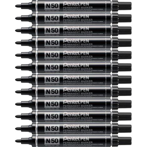Pentel N 50 marcatore permanente Tipo di punta Nero 12 pz (1/4)