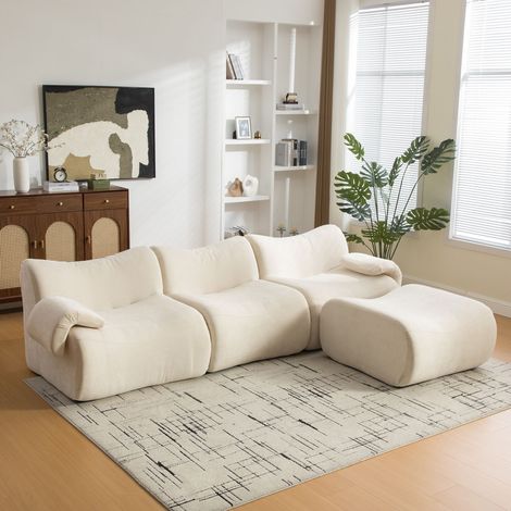 Modulares Sofa aus Chenille in Beige 37.5 x 34.5 x 90.5 cm HOMAIRE (1/5)