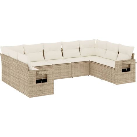 Maison Exclusive - Set de sofás de jardín 9 pzas con cojines ratá (1/5)