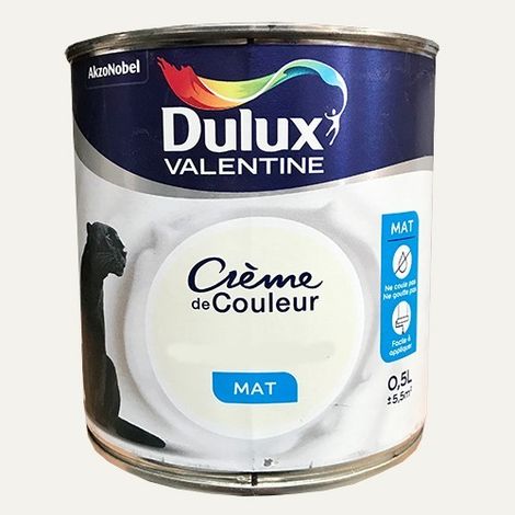 DULUX VALENTINE Peinture acrylique Crème de couleur Page Blanche Mat 0,5 L (1/2)