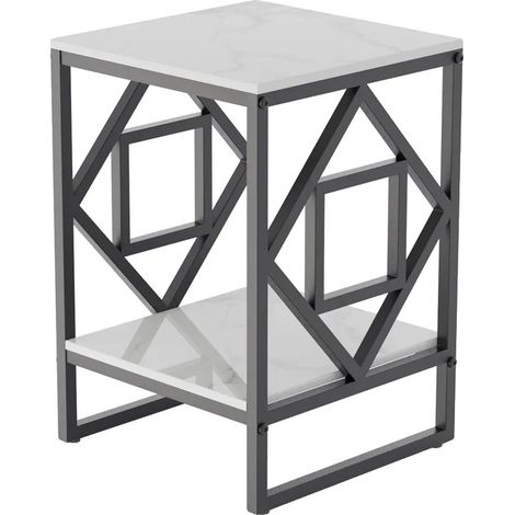Tavolino a due ripiani, design moderno, struttura resistente, BIANCO (1/2)