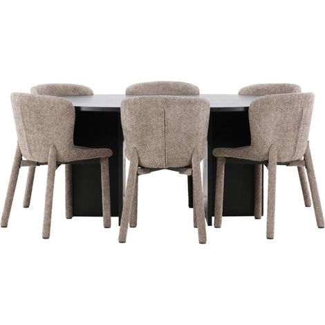 Strada ensemble pour salle à manger table extensible Ø120cm, 170cm et 6 chaises noir, brun. (1/5)