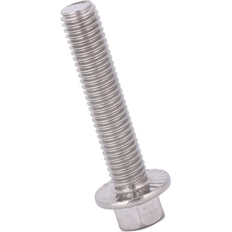 Vis M8 inox A2 304 tête hexagonale à embase, lot de 10 boulons avec rondelle intégrée (1/5)