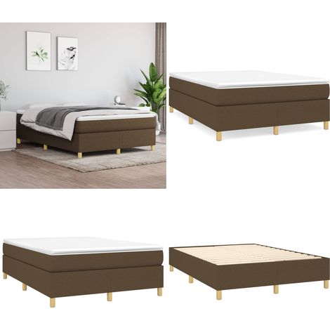 Sommier à lattes de lit avec matelas Marron foncé 140x200 cm - Lit Double - Lit Plateforme - Matelas Ferme - Matelas Moelleux - Literie - Home & Living