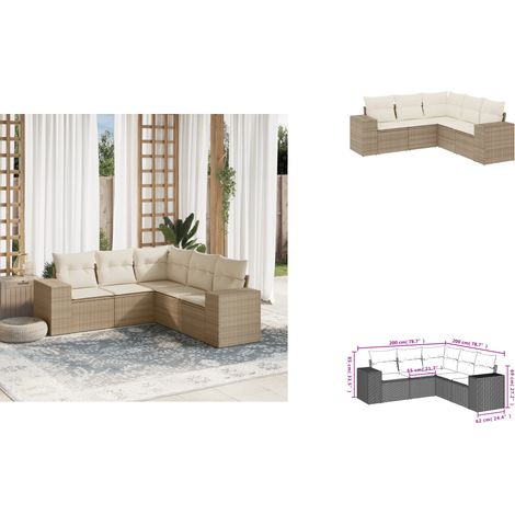 Salon de jardin avec coussins 5 pcs beige résine tressée - Ensemble Salon De Jardin - Meuble Extérieur - Résine Tressée - Rotin Synthétique - Mobilier De Jardin (1/3)