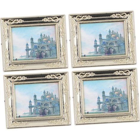 4 cadres photo miniatures pour maison de poupée à l'échelle 1:12, reproduction fidèle d'une peinture à l'huile, type 1. (1/5)