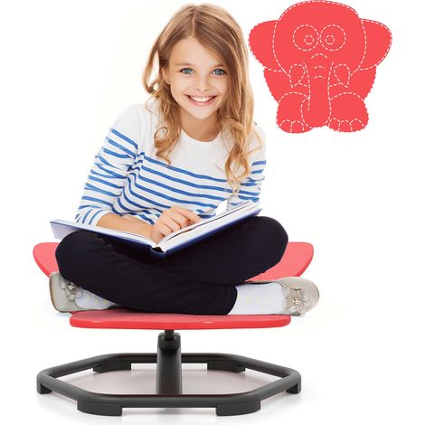 Fauteuil sensoriel enfant rouge avec forme d éléphant, rotation 360 et base métallique antidérapante pour chambre et salle de jeux (1/5)