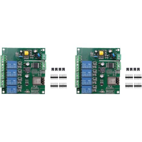 2 modules relais Wi-Fi ESP8266 ESP-12F à 4 canaux (AC 90-250 V / DC 7-30 V / 5 V) avec temporisation, compatibles Arduino IDE et domotique. (1/5)