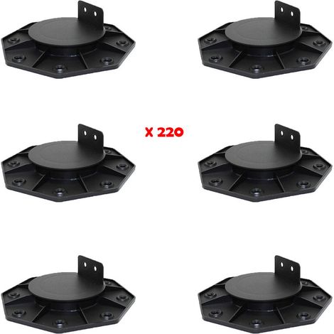 Caja de 220 soportes ajustables de 18-30 mm para tarimas de madera y composite - Negro (1/5)