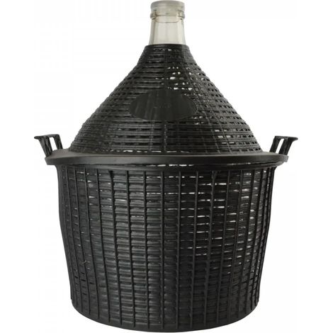 Ballon en verre de 25L avec panier en osier et bouchon en plastique - Idéal pour la fermentation de vin ou de bière maison, ouverture standard de 40 mm