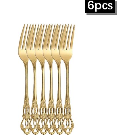 (Ensemble de 6 pièces) Couverts haut de gamme en acier inoxydable Huangting, comprenant un couteau à steak, une fourchette, une cuillère et une cuillère à dessert de style occidental. (1/5)