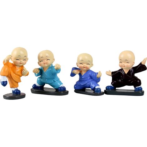 Petit figurine moine boxeur pour décoration auto maison ornement mini statue garçon (1/5)