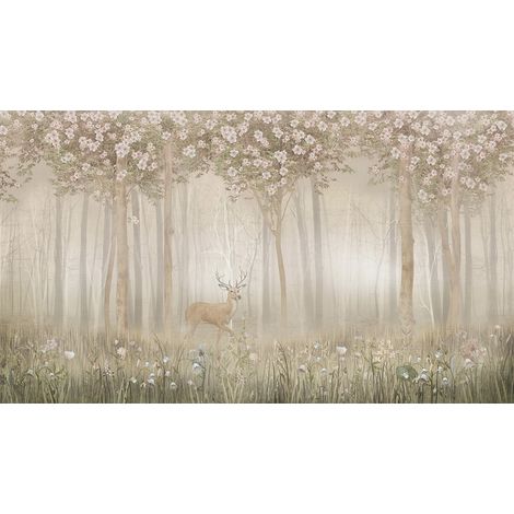 Papier peint panoramique - Forêt Cerf - 130 cm x 74 cm (1/2)