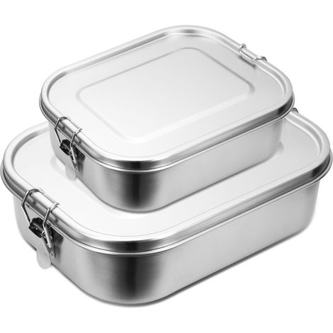 SWANEW 800+1400 ml lunch box in acciaio inox sigillato bento lunch box in metallo per una capacità a prova di perdite con scomparti (1/5)