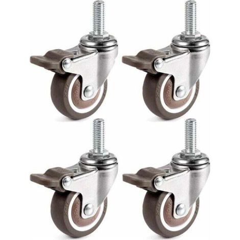 4 Pièces Roues Pivotantes, 25mm M6 x 15mm Pole Roulettes de Meubles pour Chariots (1/5)