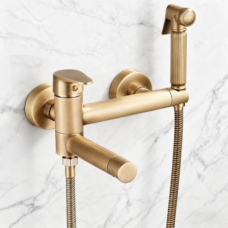 Mitigeur mural baignoire douche rétro cuivre TO avec pistolet pulvérisateur pressurisé, garantie de 5 ans, 42 × 32 × 18 cm, 2 kg – Livraison gratuite